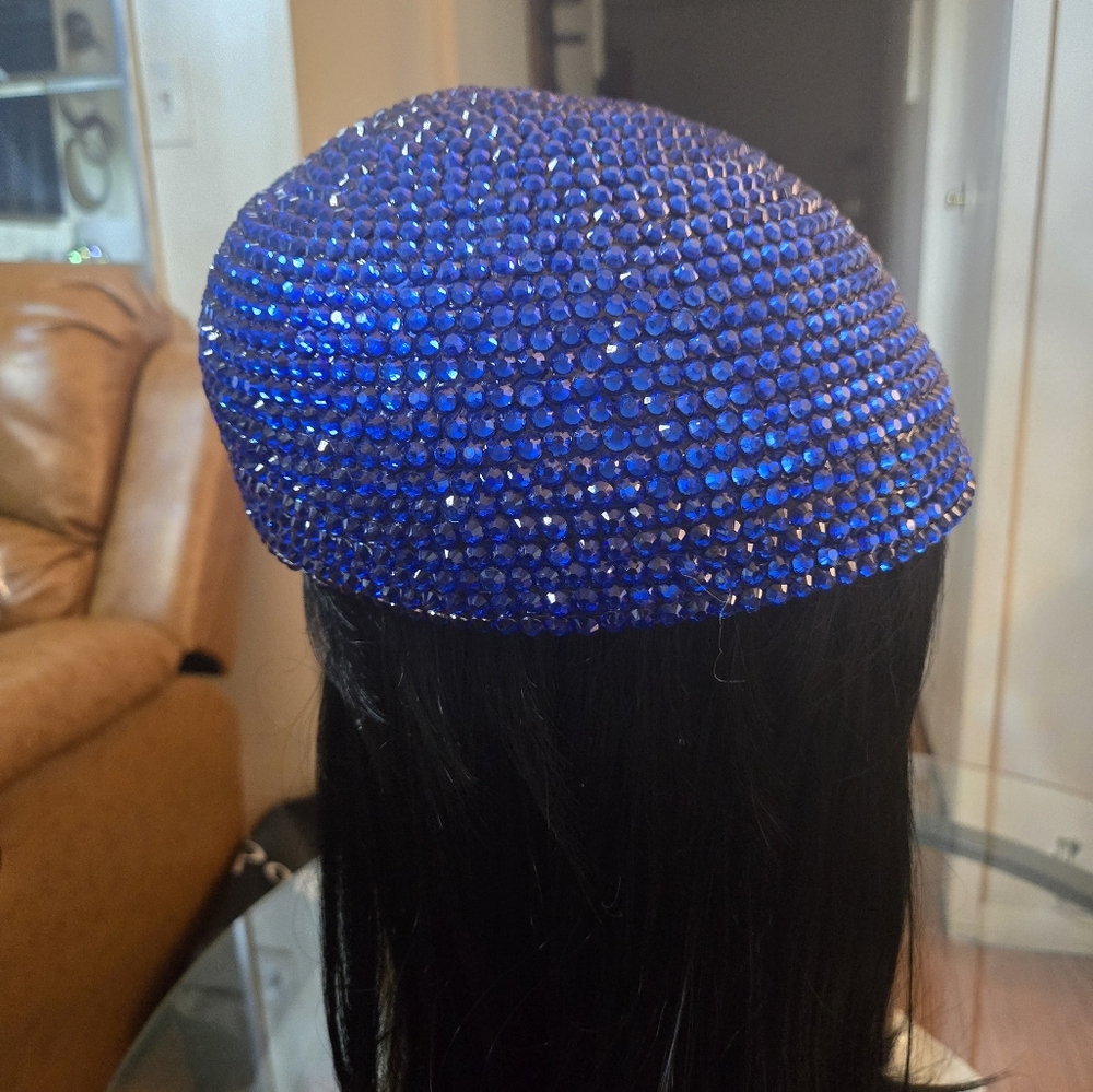 Blue Rhinestone Beret - Picture 3 of 6
